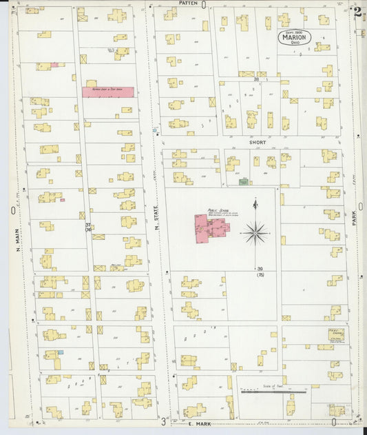 Sanborn Fire Insurance Map from Marion, Marion County, Ohio (1900), Sheet #0002 - Historic Sanborn Fire Insurance Map Print, vintage old map wall art, antique decor, genealogy gift, Ohio Ohio map