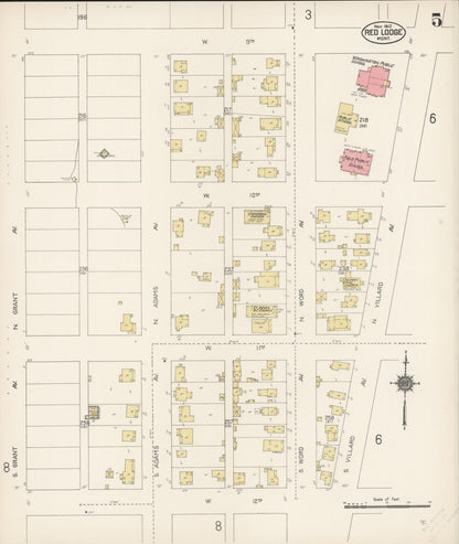 Sanborn Fire Insurance Map from Red Lodge, Carbon County, Montana (1912), Sheet #0005 - Complete Map Set gallery image, historic Sanborn map, vintage wall art, Montana Montana