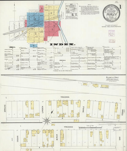 Sanborn Fire Insurance Map from Hurley, Iron County, Wisconsin (1905), Sheet #0001 - Historic Sanborn Fire Insurance Map Print, vintage old map wall art, antique decor, genealogy gift, Wisconsin Wisconsin map