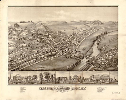 Canajoharie & Palatine Bridge, N.Y., 1881 (1881) – Historic Bird’s-Eye View Panorama Print