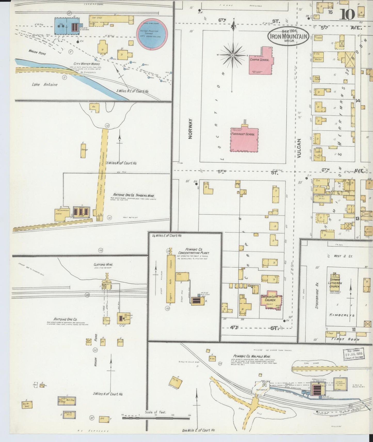 Sanborn Fire Insurance Map from Iron Mountain, Dickinson County, Michigan (1904), Sheet #0010 - Complete Map Set gallery image, historic Sanborn map, vintage wall art, Michigan Michigan