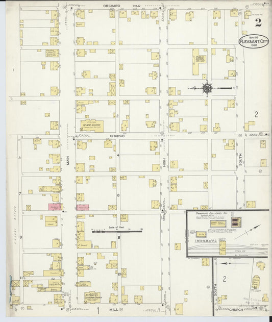 Sanborn Fire Insurance Map from Pleasant City, Guernsey County, Ohio (1913), Sheet #0002 - Historic Sanborn Fire Insurance Map Print, vintage old map wall art, antique decor, genealogy gift, Ohio Ohio map