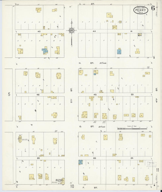 Sanborn Fire Insurance Map from Perry, Noble County, Oklahoma (1913), Sheet #0006 - Historic Sanborn Fire Insurance Map Print, vintage old map wall art, antique decor, genealogy gift, Oklahoma Oklahoma map