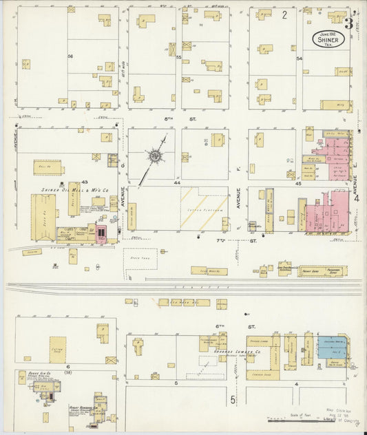 Sanborn Fire Insurance Map from Shiner, Lavaca County, Texas (1912), Sheet #0003 - Historic Sanborn Fire Insurance Map Print, vintage old map wall art, antique decor, genealogy gift, Texas Texas map
