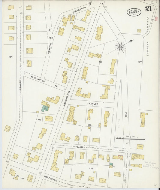 Sanborn Fire Insurance Map from Barre, Washington County, Vermont (1905), Sheet #0021 - Historic Sanborn Fire Insurance Map Print, vintage old map wall art, antique decor, genealogy gift, Vermont Vermont map