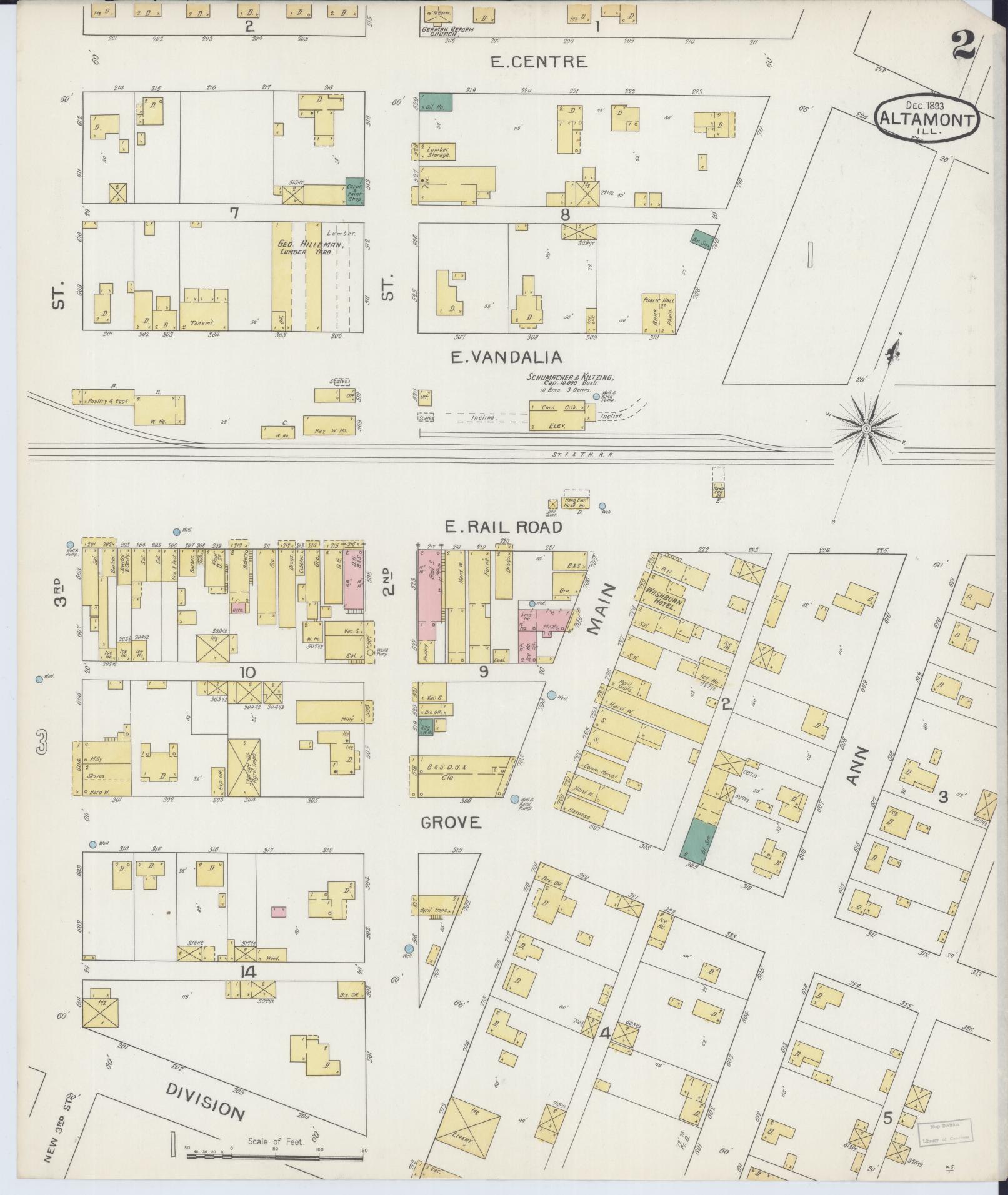 Sanborn Fire Insurance Map from Altamont, Effingham County, Illinois (1893), Sheet #0002 - Complete Map Set gallery image, historic Sanborn map, vintage wall art, Illinois Illinois