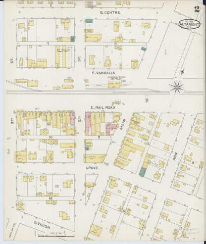 Sanborn Fire Insurance Map from Altamont, Effingham County, Illinois (1893), Sheet #0002 - Complete Map Set gallery image, historic Sanborn map, vintage wall art, Illinois Illinois