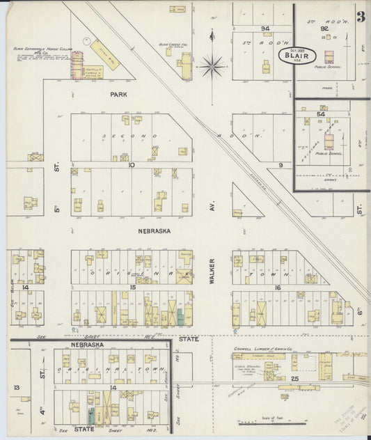 Sanborn Fire Insurance Map from Blair, Washington County, Nebraska (1889), Sheet #0003 - Historic Sanborn Fire Insurance Map Print, vintage old map wall art, antique decor, genealogy gift, Nebraska Nebraska map