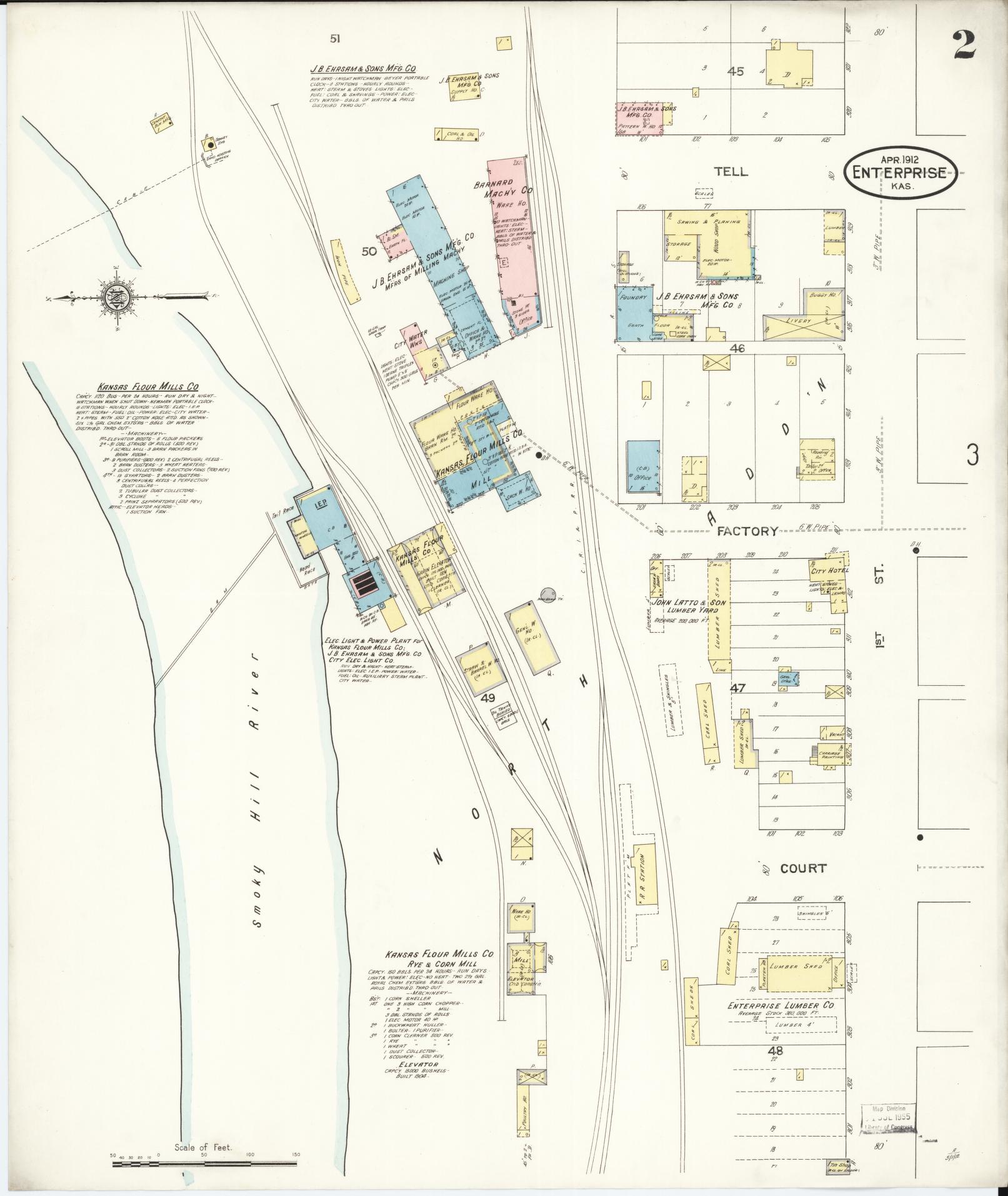Sanborn Fire Insurance Map from Enterprise, Dickinson County, Kansas (1912), Sheet #0002 - Complete Map Set gallery image, historic Sanborn map, vintage wall art, Kansas Kansas