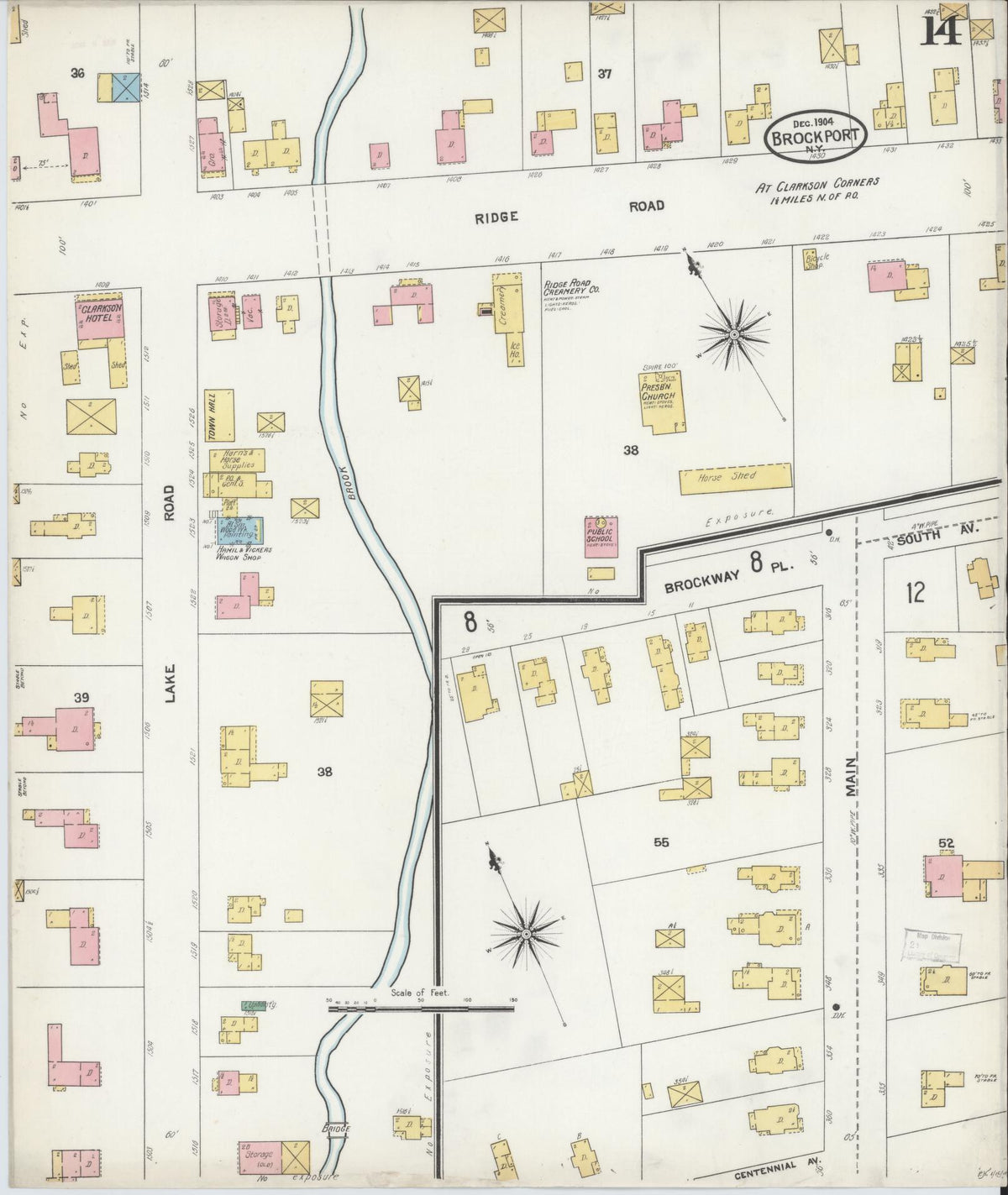 Sanborn Fire Insurance Map from Brockport, Monroe County, New York (1904), Sheet #0014 - Complete Map Set gallery image, historic Sanborn map, vintage wall art, New York New York