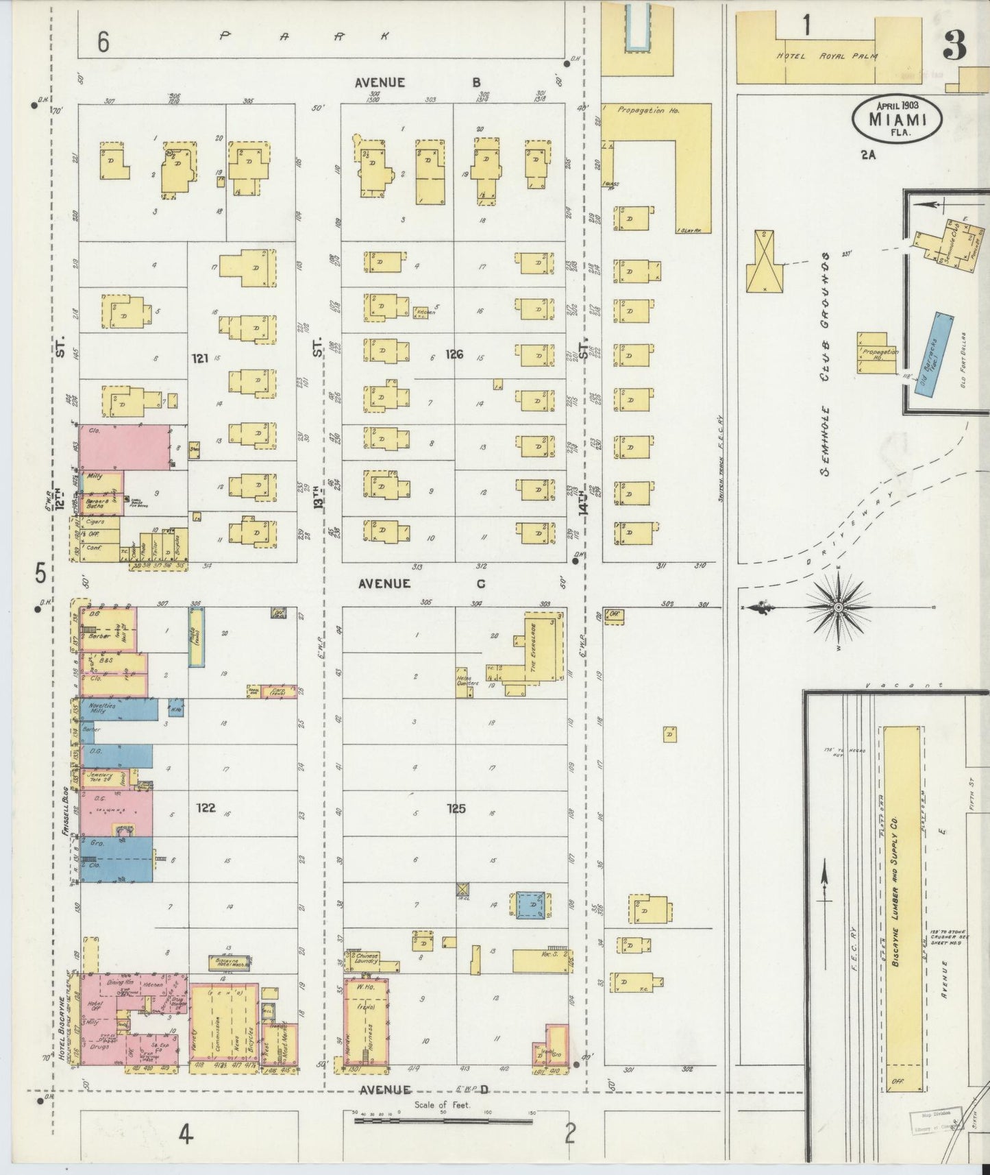 Sanborn Fire Insurance Map from Miami, Dade County, Florida (1903), Sheet #0003 - Complete Map Set gallery image, historic Sanborn map, vintage wall art, Florida Florida