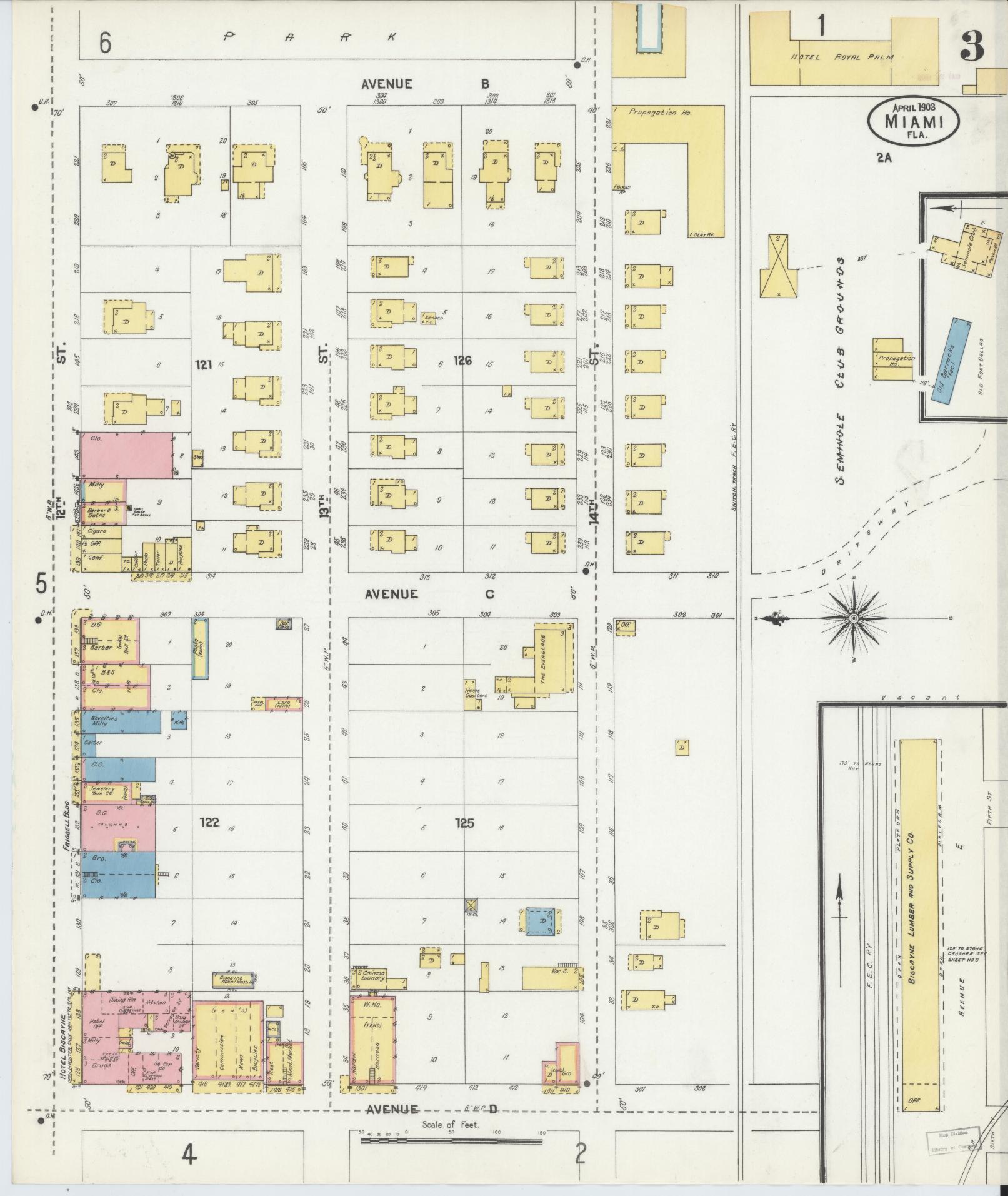 Sanborn Fire Insurance Map from Miami, Dade County, Florida (1903), Sheet #0003 - Complete Map Set gallery image, historic Sanborn map, vintage wall art, Florida Florida