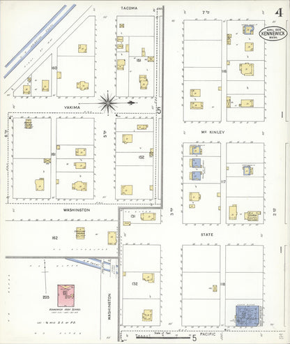 Sanborn Fire Insurance Map from Kennewick, Benton County, Washington (1909), Sheet #0008 - Complete Map Set gallery image, historic Sanborn map, vintage wall art, Washington Washington