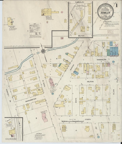 Sanborn Fire Insurance Map from Hamler, Henry County, Ohio (1909), Sheet #0001 - Historic Sanborn Fire Insurance Map Print, vintage old map wall art, antique decor, genealogy gift, Ohio Ohio map