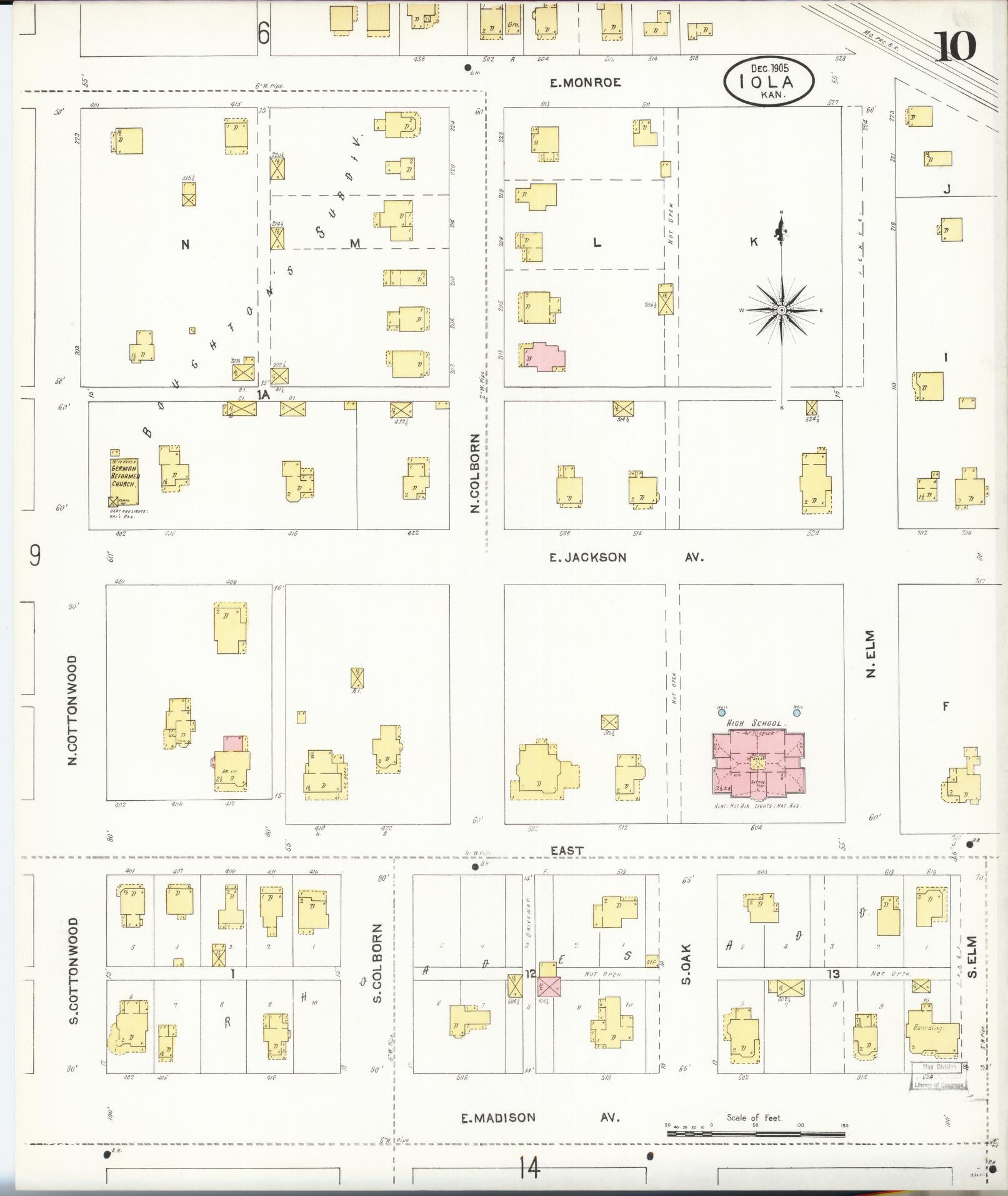 Sanborn Fire Insurance Map from Iola, Allen County, Kansas (1905), Sheet #0010 - Complete Map Set gallery image, historic Sanborn map, vintage wall art, Kansas Kansas