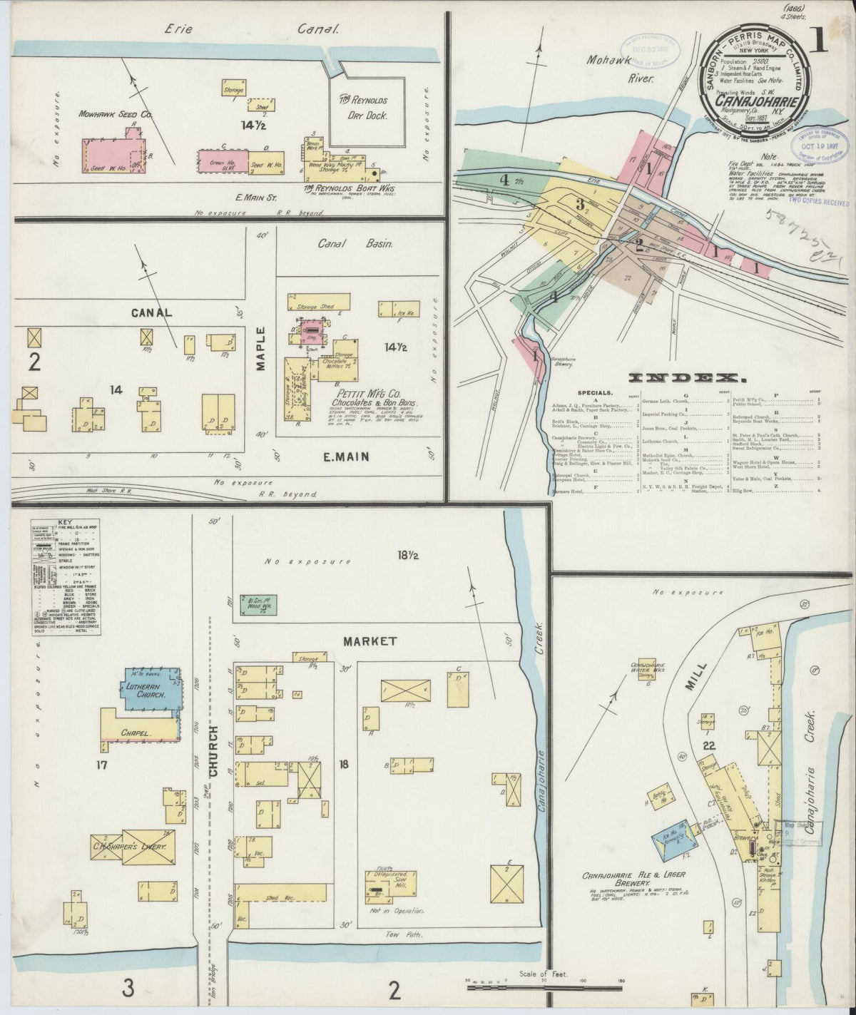Sanborn Fire Insurance Map from Canajoharie, Montgomery County, New York (1897), Sheet #0001 - Complete Map Set gallery image, historic Sanborn map, vintage wall art, New York New York