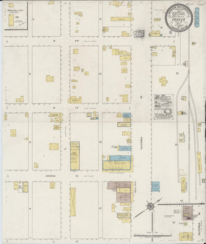 Sanborn Fire Insurance Map from Parker, Yuma County, Arizona (1917), Sheet #0001 - Complete Map Set gallery image, historic Sanborn map, vintage wall art, Arizona Arizona