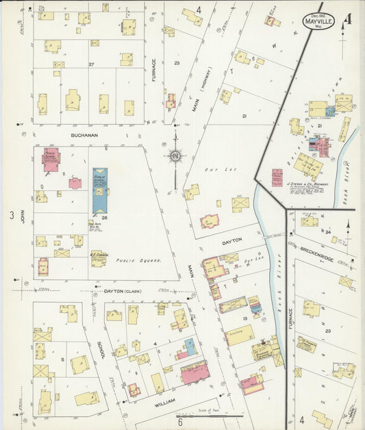 Sanborn Fire Insurance Map from Mayville, Dodge County, Wisconsin (1912), Sheet #0004 - Historic Sanborn Fire Insurance Map Print, vintage old map wall art, antique decor, genealogy gift, Wisconsin Wisconsin map
