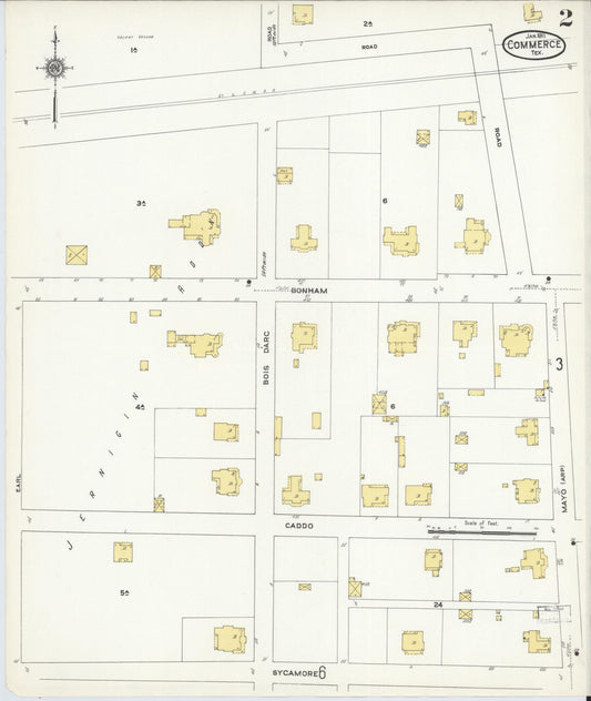 Sanborn Fire Insurance Map from Commerce, Hunt County, Texas (1911), Sheet #0002 - Historic Sanborn Fire Insurance Map Print, vintage old map wall art, antique decor, genealogy gift, Texas Texas map