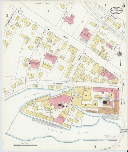 Sanborn Fire Insurance Map from Watertown, Middlesex County, Massachusetts (1911), Sheet #0005 - Complete Map Set gallery image, historic Sanborn map, vintage wall art, Massachusetts Massachusetts
