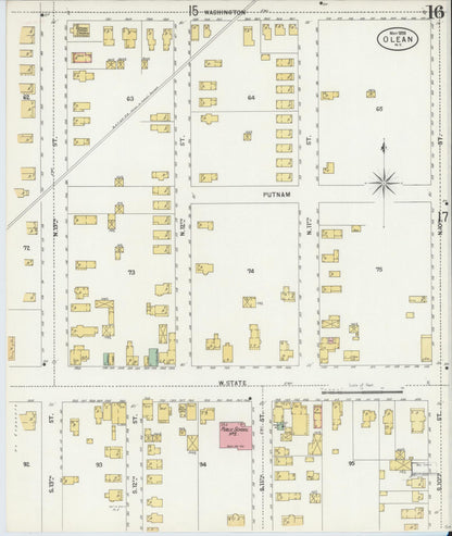 Sanborn Fire Insurance Map from Olean, Cattaraugus County, New York (1898), Sheet #0016 - Complete Map Set gallery image, historic Sanborn map, vintage wall art, New York New York