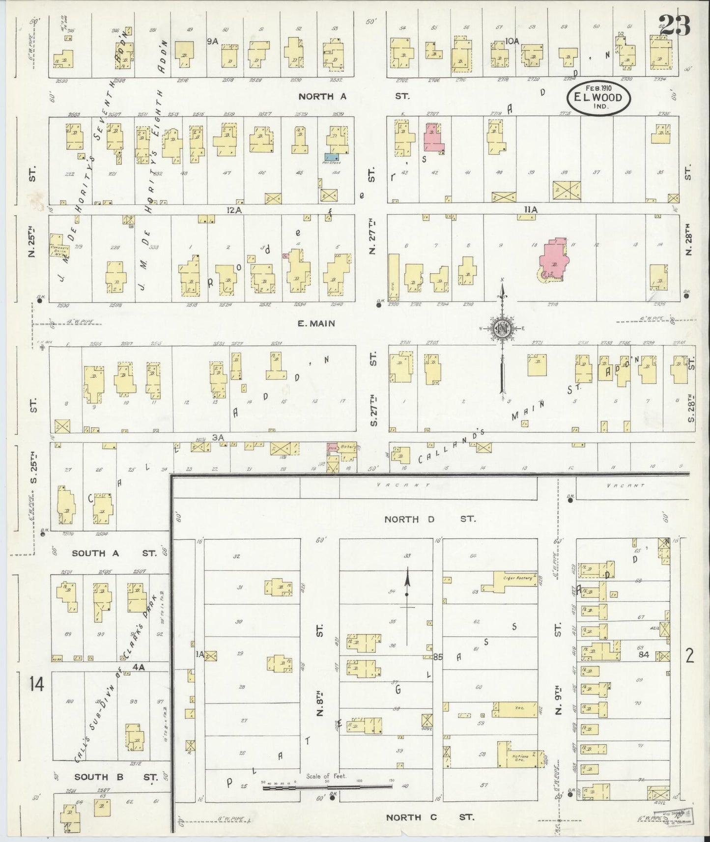 Sanborn Fire Insurance Map from Elwood, Madison County, Indiana (1910), Sheet #0023 - Complete Map Set gallery image, historic Sanborn map, vintage wall art, Indiana Indiana