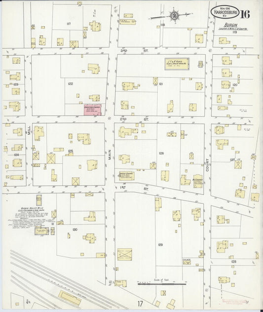 Sanborn Fire Insurance Map from Harrodsburg, Mercer County, Kentucky (1914), Sheet #0016 - Historic Sanborn Fire Insurance Map Print, vintage old map wall art, antique decor, genealogy gift, Kentucky Kentucky map