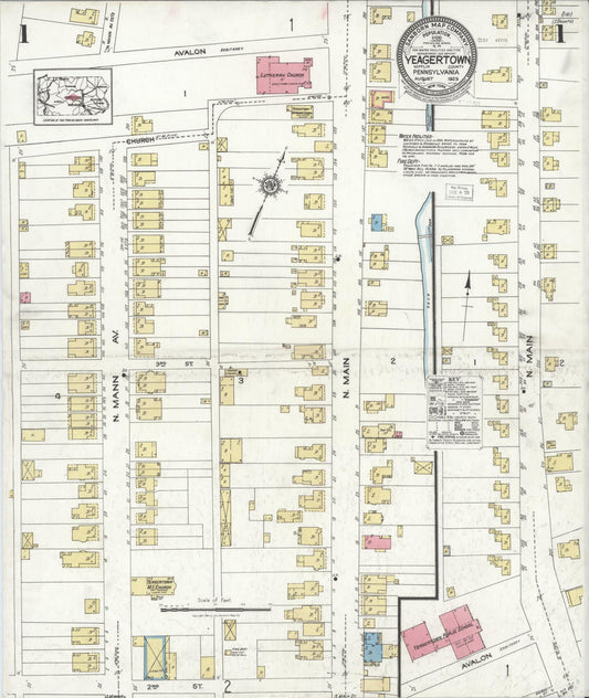 Sanborn Fire Insurance Map from Yeagertown, Mifflin County, Pennsylvania (1923), Sheet #0001 - Historic Sanborn Fire Insurance Map Print, vintage old map wall art, antique decor, genealogy gift, Pennsylvania Pennsylvania map