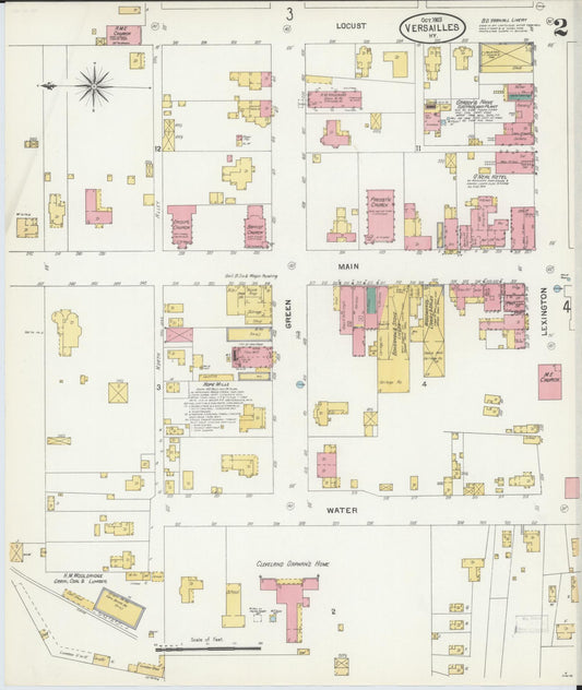 Sanborn Fire Insurance Map from Versailles, Woodford County, Kentucky (1903), Sheet #0002 - Historic Sanborn Fire Insurance Map Print, vintage old map wall art, antique decor, genealogy gift, Kentucky Kentucky map