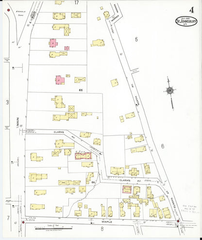 Sanborn Fire Insurance Map from Saint Johnsbury, Caledonia County, Vermont (1919), Sheet #0004 - Complete Map Set gallery image, historic Sanborn map, vintage wall art, Vermont Vermont
