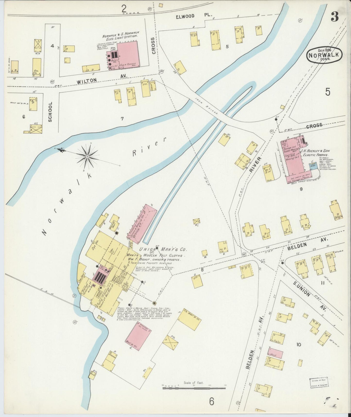 Sanborn Fire Insurance Map from Norwalk, Fairfield County, Connecticut (1896), Sheet #0003 - Complete Map Set gallery image, historic Sanborn map, vintage wall art, Connecticut Connecticut