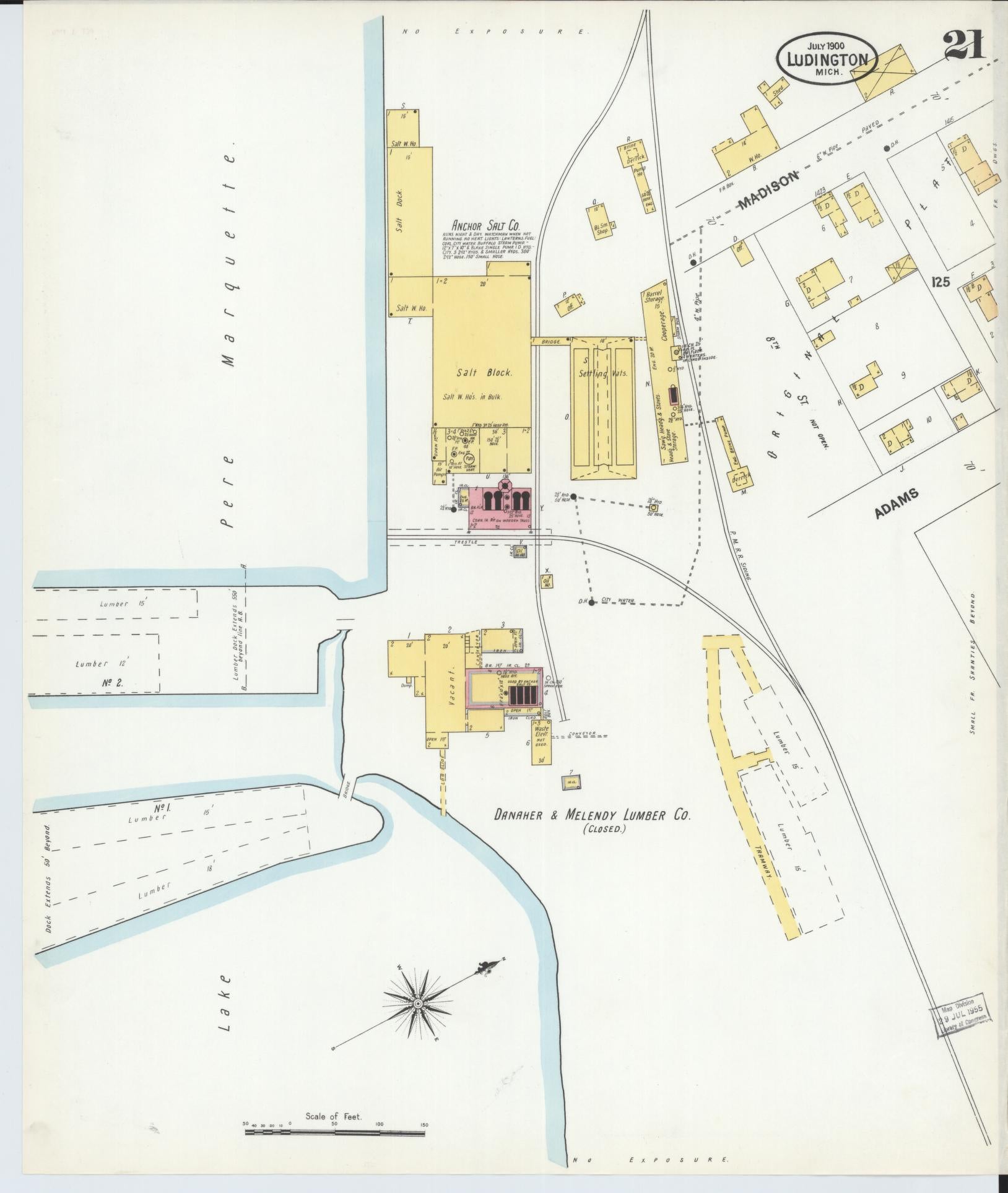 Sanborn Fire Insurance Map from Ludington, Mason County, Michigan (1900), Sheet #0021 - Complete Map Set gallery image, historic Sanborn map, vintage wall art, Michigan Michigan