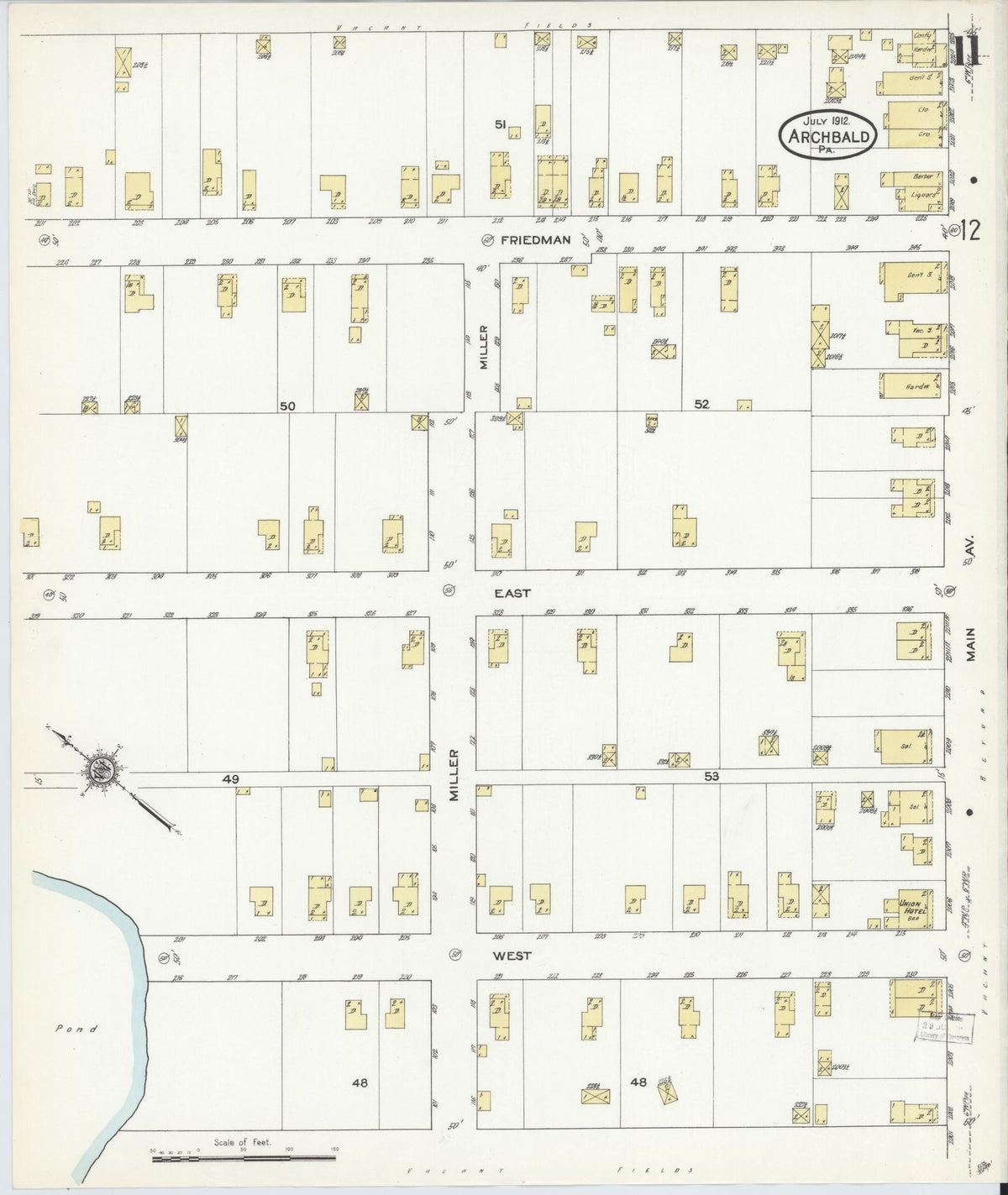 Sanborn Fire Insurance Map from Archbald, Lackawanna County, Pennsylvania (1912), Sheet #0011 - Complete Map Set gallery image, historic Sanborn map, vintage wall art, Pennsylvania Pennsylvania