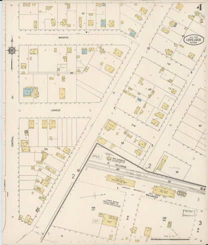 Sanborn Fire Insurance Map from Lovelock, Pershing County, Nevada (1914), Sheet #0004 - Complete Map Set gallery image, historic Sanborn map, vintage wall art, Nevada Nevada
