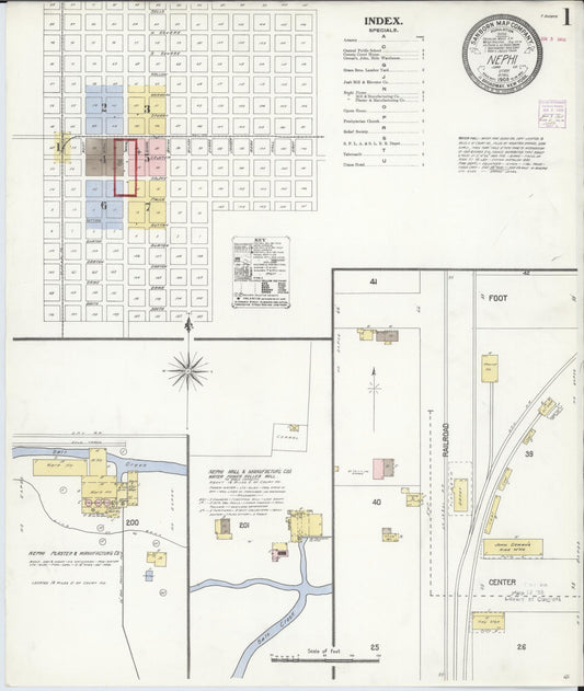 Sanborn Fire Insurance Map from Nephi, Juab County, Utah (1908), Sheet #0001 - Historic Sanborn Fire Insurance Map Print, vintage old map wall art, antique decor, genealogy gift, Utah Utah map