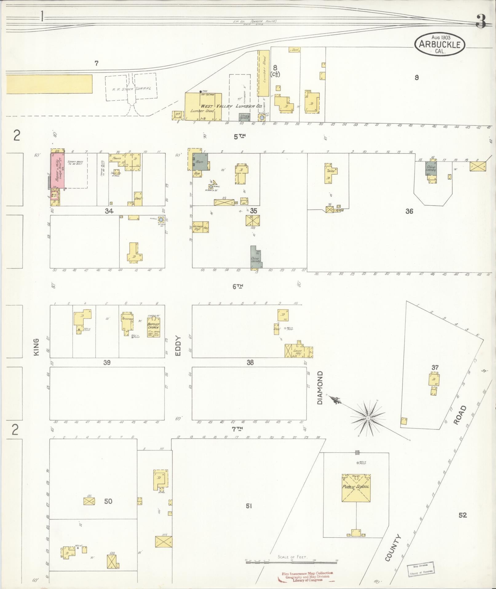 Sanborn Fire Insurance Map from Arbuckle, Colusa County, California (1903), Sheet #0003 - Historic Sanborn Fire Insurance Map Print, vintage old map wall art, antique decor, genealogy gift, California California map