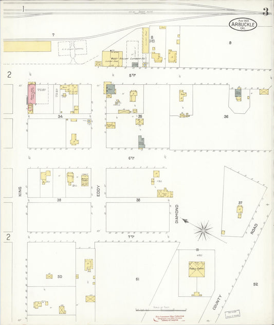 Sanborn Fire Insurance Map from Arbuckle, Colusa County, California (1903), Sheet #0003 - Historic Sanborn Fire Insurance Map Print, vintage old map wall art, antique decor, genealogy gift, California California map
