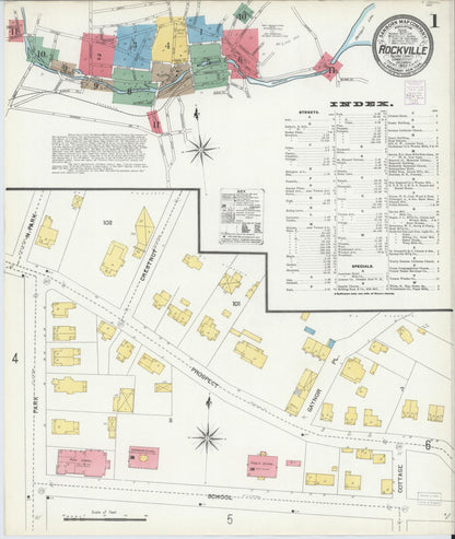 Sanborn Fire Insurance Map from Rockville, Tolland County, Connecticut (1903), Sheet #0001 - Complete Map Set gallery image, historic Sanborn map, vintage wall art, Connecticut Connecticut