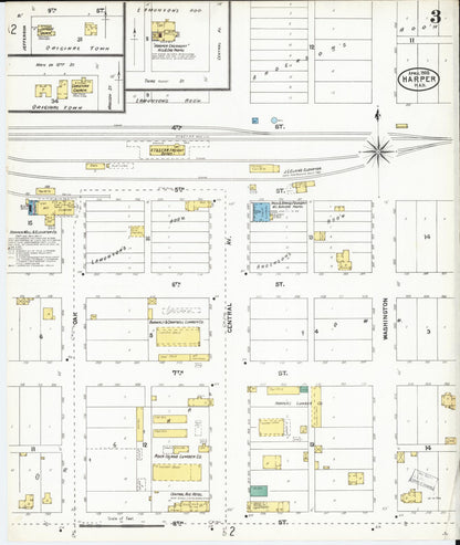 Sanborn Fire Insurance Map from Harper, Harper County, Kansas (1905), Sheet #0003 - Complete Map Set gallery image, historic Sanborn map, vintage wall art, Kansas Kansas