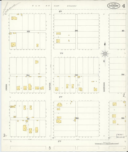 Sanborn Fire Insurance Map from Sheridan, Sheridan County, Wyoming (1903), Sheet #0004 - Complete Map Set gallery image, historic Sanborn map, vintage wall art, Wyoming Wyoming