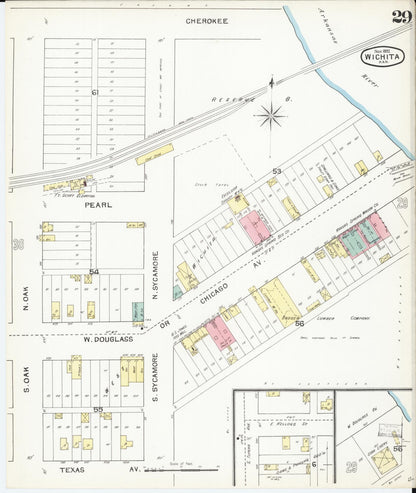 Sanborn Fire Insurance Map from Wichita, Sedgwick County, Kansas (1892), Sheet #0029 - Complete Map Set gallery image, historic Sanborn map, vintage wall art, Kansas Kansas