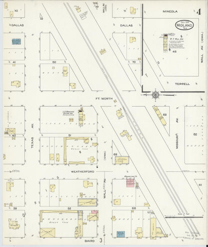 Sanborn Fire Insurance Map from Midland, Midland County, Texas (1914), Sheet #0004 - Complete Map Set gallery image, historic Sanborn map, vintage wall art, Texas Texas