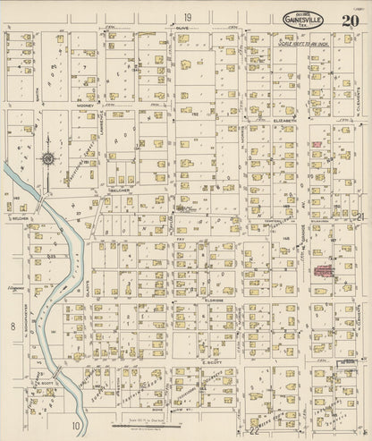 Sanborn Fire Insurance Map from Gainesville, Cooke County, Texas (1922), Sheet #0020 - Complete Map Set gallery image, historic Sanborn map, vintage wall art, Texas Texas