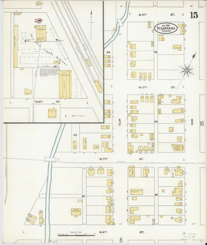 Sanborn Fire Insurance Map from Texarkana, Bowie County, Texas (1905), Sheet #0015 - Complete Map Set gallery image, historic Sanborn map, vintage wall art, Texas Texas