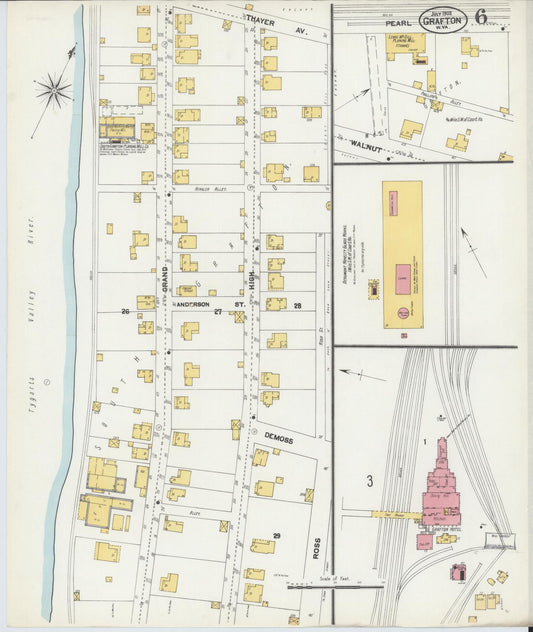 Sanborn Fire Insurance Map from Grafton, Taylor County, West Virginia (1902), Sheet #0006 - Historic Sanborn Fire Insurance Map Print, vintage old map wall art, antique decor, genealogy gift, West Virginia West Virginia map