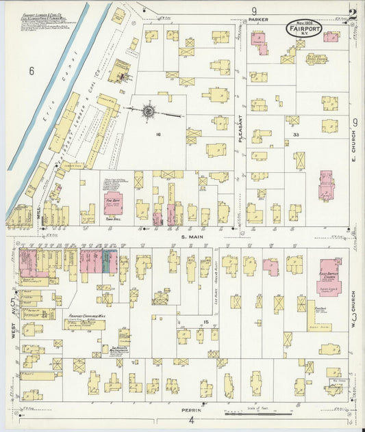 Sanborn Fire Insurance Map from Fairport, Monroe County, New York (1909), Sheet #0002 - Historic Sanborn Fire Insurance Map Print, vintage old map wall art, antique decor, genealogy gift, New York New York map
