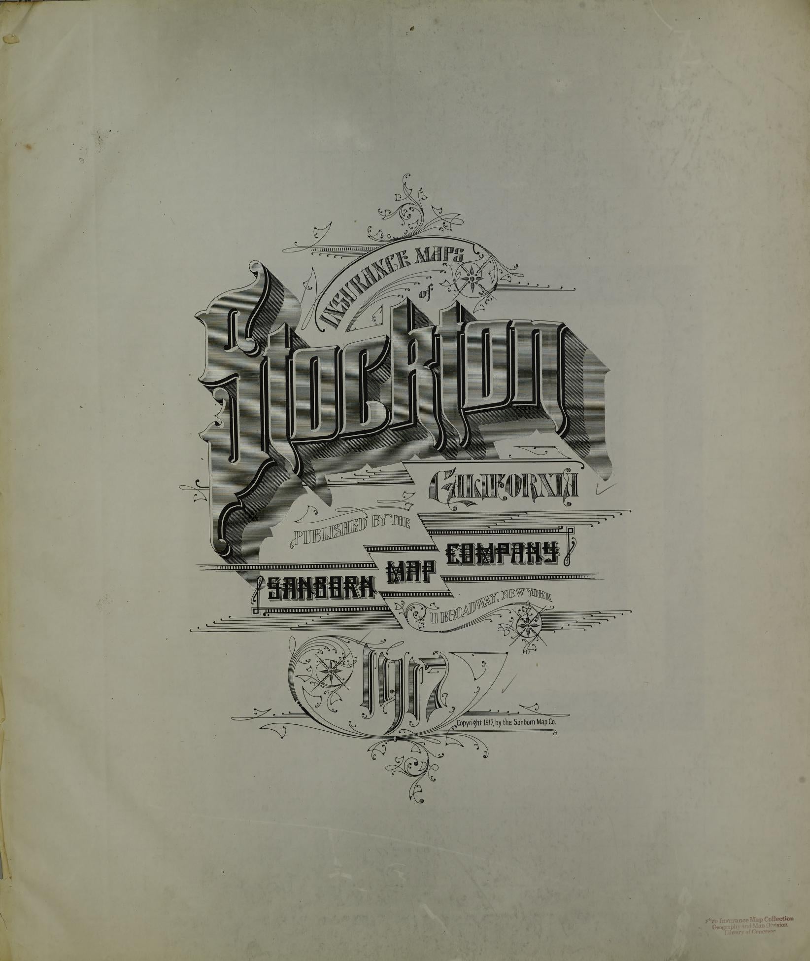 Sanborn Fire Insurance Map from Stockton, San Joaquin County, California. (1917) – Historic Sanborn Fire Insurance Map Print