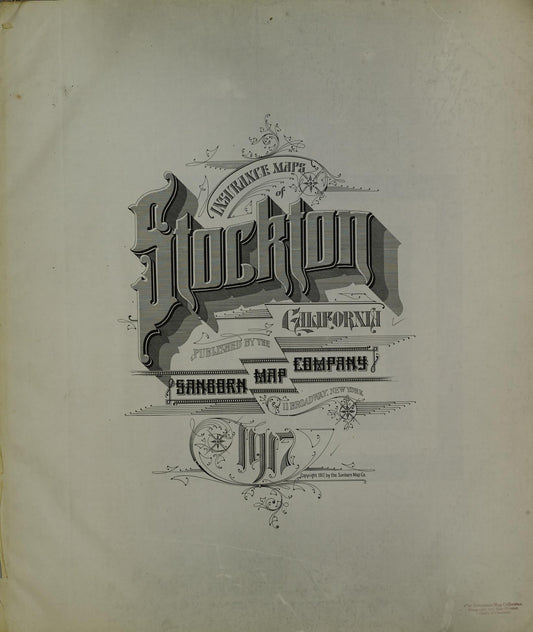 Sanborn Fire Insurance Map from Stockton, San Joaquin County, California. (1917) – Historic Sanborn Fire Insurance Map Print