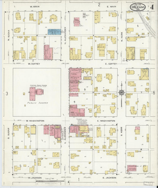 Sanborn Fire Insurance Map from Orleans, Orange County, Indiana (1916), Sheet #0004 - Historic Sanborn Fire Insurance Map Print, vintage old map wall art, antique decor, genealogy gift, Indiana Indiana map