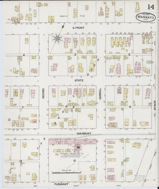 Sanborn Fire Insurance Map from Mankato, Blue Earth County, Minnesota (1889), Sheet #0014 - Historic Sanborn Fire Insurance Map Print, vintage old map wall art, antique decor, genealogy gift, Minnesota Minnesota map